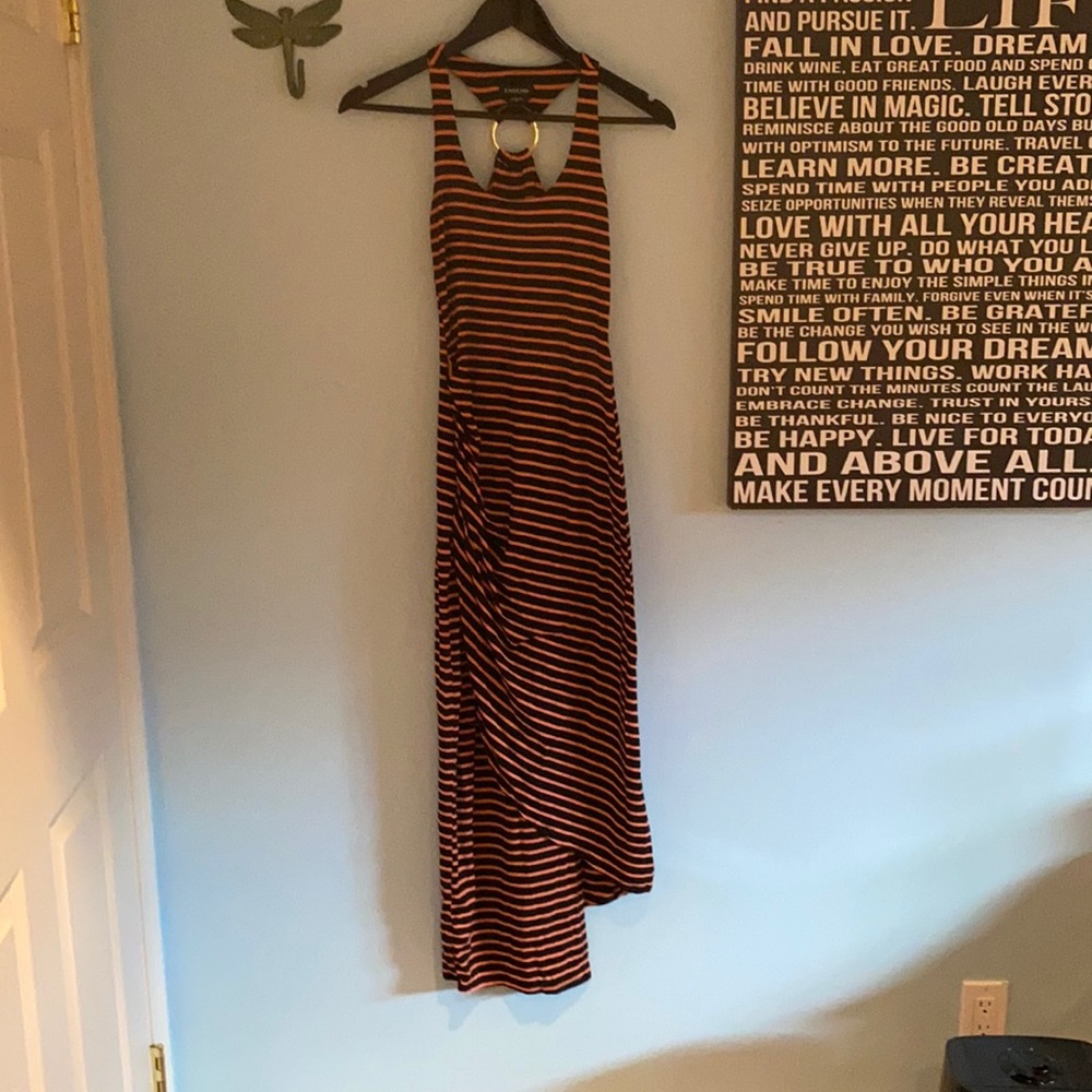 2 for $20 Bebe striped asymmetrical maxi dress with slit